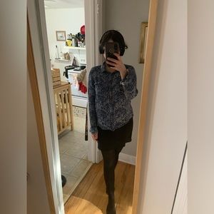 Paisley, chambray-esque blue button up